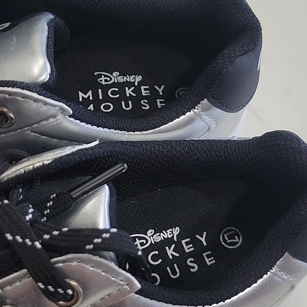 Silver Metallic Disney Mickey Mouse Sneakers Tennis Shoes Sz 7
